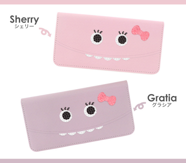 スマホケース 手帳型 カバー 手帳型ケース ベルトなし ニコ モンスター デコ クリスタル ストーン