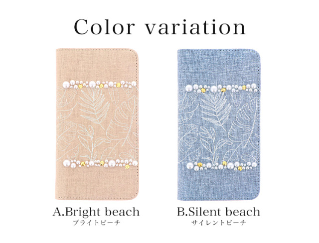 スマホケース 手帳型 カバー 手帳型ケース ベルトなし ボタニカル 植物 自然 パール デニム