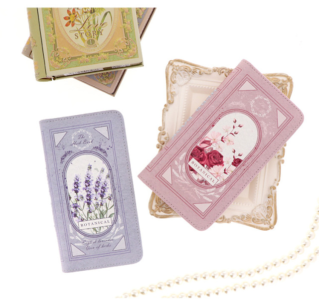 スマホケース 手帳型 カバー 手帳型ケース ベルトなし ボタニカル 植物 花 フラワー 洋書 刺繍