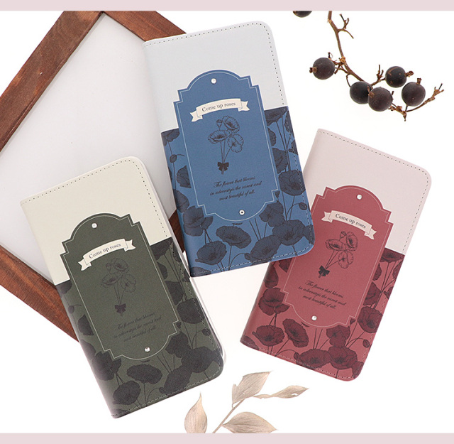 スマホケース 手帳型 カバー 手帳型ケース ベルトなし ボタニカル 植物 花柄 こっくりカラー