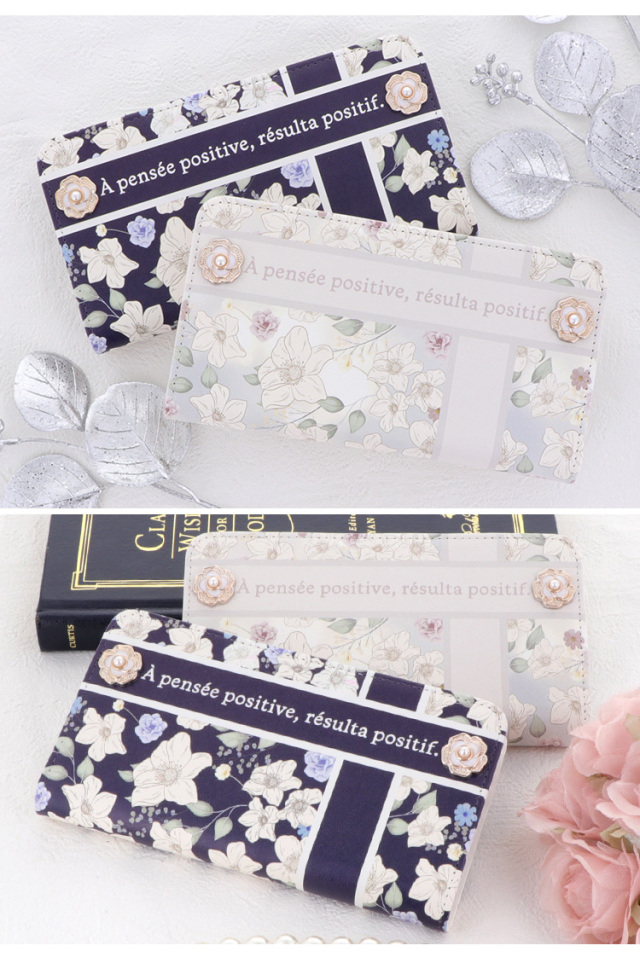 スマホケース 手帳型 カバー 手帳型ケース ベルトなし リボン りぼん 花柄 ボタニカル