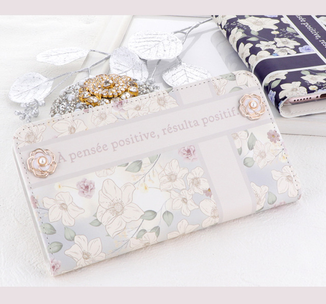 スマホケース 手帳型 カバー 手帳型ケース ベルトなし リボン りぼん 花柄 ボタニカル