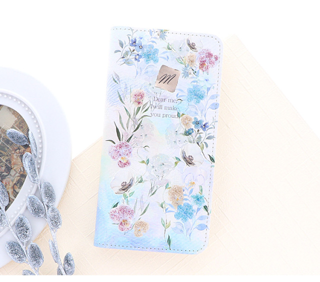スマホケース 手帳型 カバー 手帳型ケース ベルトなし 花柄 フラワー flower ボタニカル 植物 イニシャル 名入れ