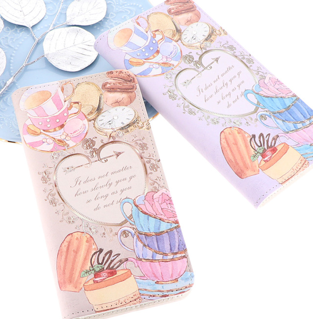 スマホケース 手帳型 カバー 手帳型ケース ベルトなし お菓子 スウィーツ 紅茶 マカロン ケーキ
