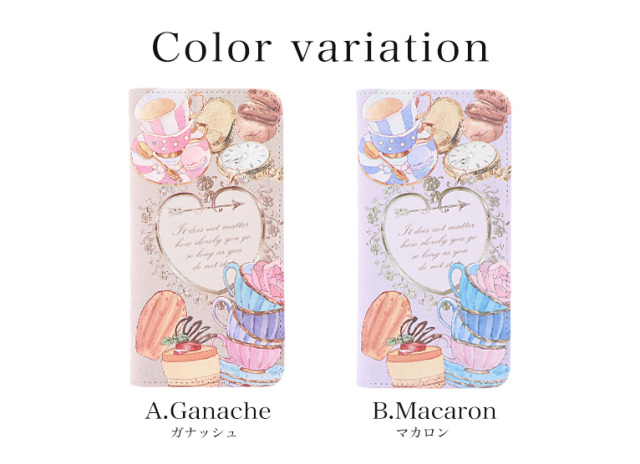 スマホケース 手帳型 カバー 手帳型ケース ベルトなし お菓子 スウィーツ 紅茶 マカロン ケーキ