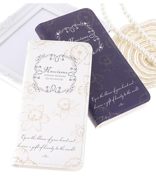 スマホケース 手帳型 カバー 手帳型ケース ベルトなし 花 花柄 flower フラワー スイセン 水仙 シック こっくりカラー