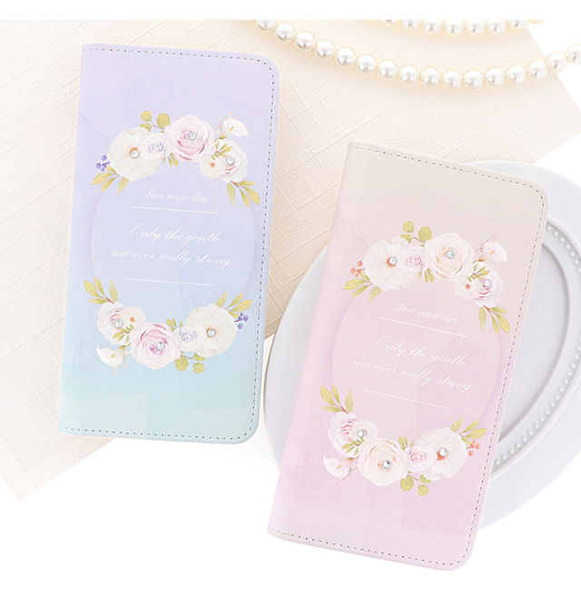 スマホケース 手帳型 カバー 手帳型ケース ベルトなし 花 花柄 flower フラワー グラデーション パステル