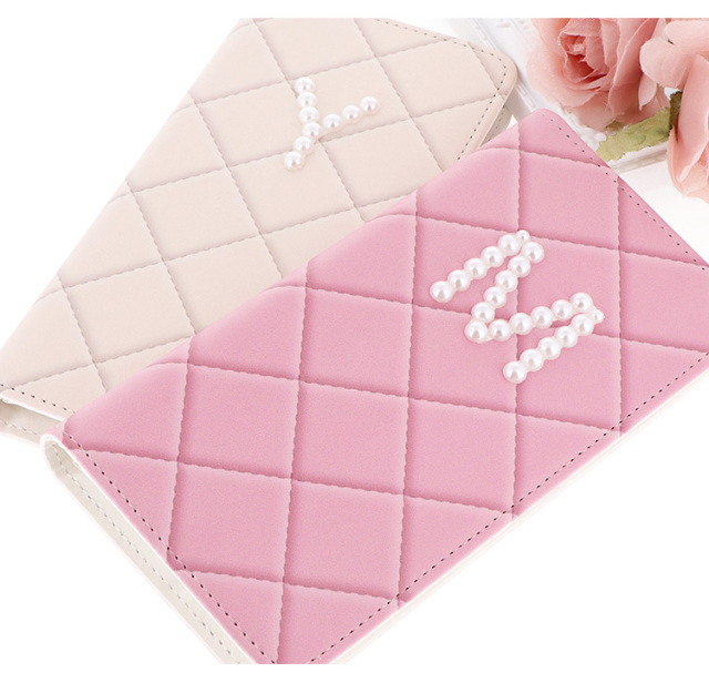 スマホケース 手帳型 カバー 手帳型ケース ベルトなし キルティング風 パール イニシャル