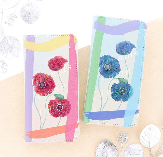 スマホケース 手帳型 カバー 手帳型ケース ベルトなし 花 花柄 flower フラワー ポピー アネモネ