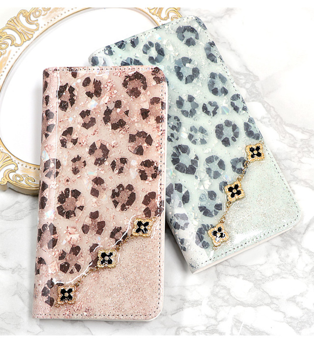 スマホケース 手帳型 カバー 手帳型ケース ベルトなし 花柄 ヒョウ柄 豹柄 レオパード 風