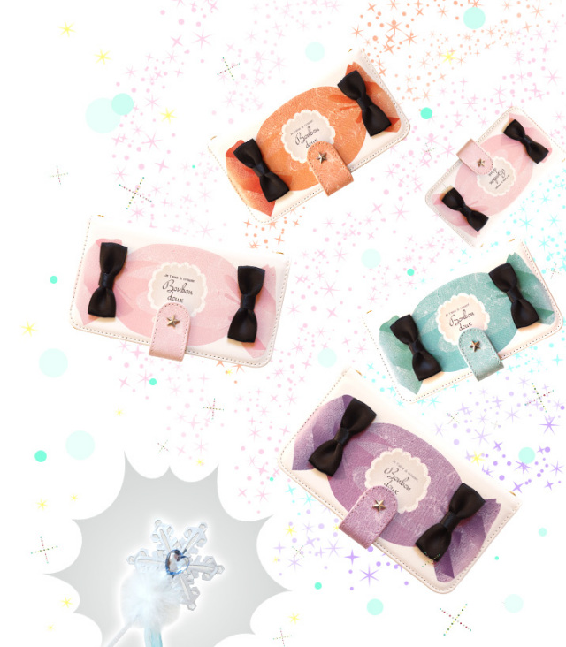スマホケース 手帳型 カバー 手帳型ケース  リボン りぼん 星 スター candy キャンディー 飴 あめ レース お菓子