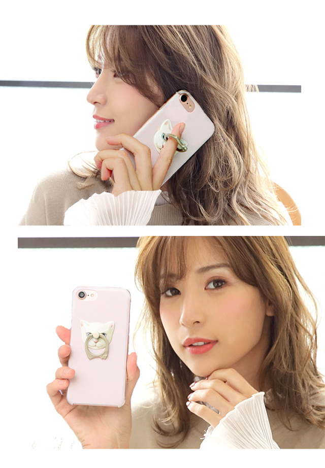 送料無料 携帯雑貨 アクセサリー キーホルダー スマホ スマートフォン ハードケース 雑貨 指はめ スマホリング Iリング スタンド ホルダー スマホスタンド リングストラップ アイリング デコ キャット ねこ Catring