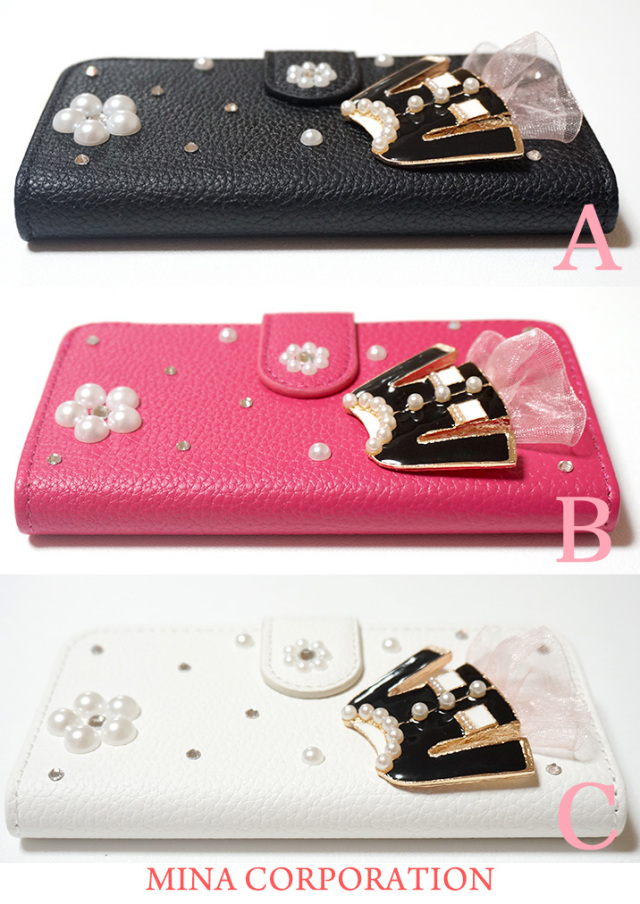 スマホケース 手帳型 カバー 手帳型ケース パール ファッション 服 ウェア フリル レース スカート クリスタル 