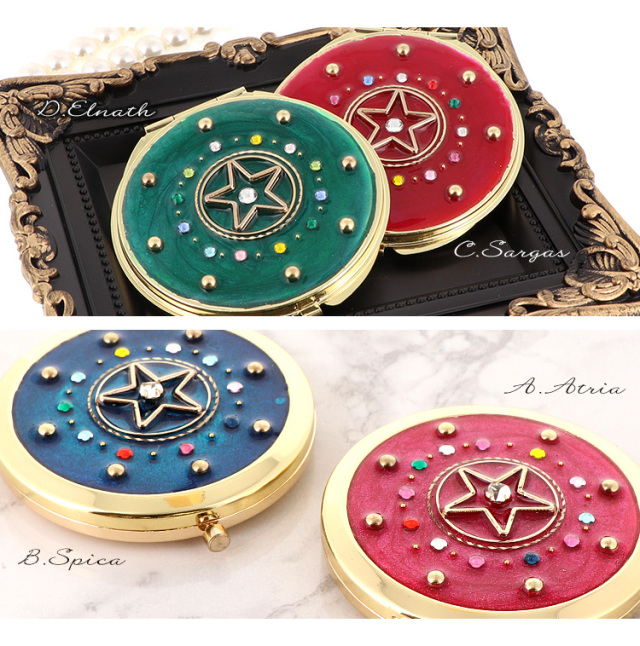 コンパクトミラー ミラー ミニ鏡 手鏡 拡大鏡 携帯 おしゃれ かわいい 丸 かわいい オシャレ 手作り ギフト プレゼント コンパクト 上品 魔法 魔女っ子 ゆめかわいい