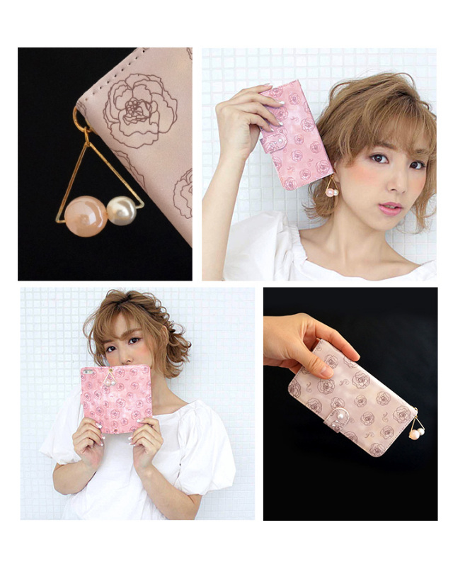 スマホケース 手帳型 カバー 手帳型ケース 花柄 フラワー 花 バラ 薔薇 トライアングル パール アンティーク パステル 
