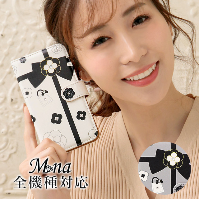 スマホケース 手帳型 カバー 手帳型ケース 花柄 花 フラワー カメリア リボン りぼん