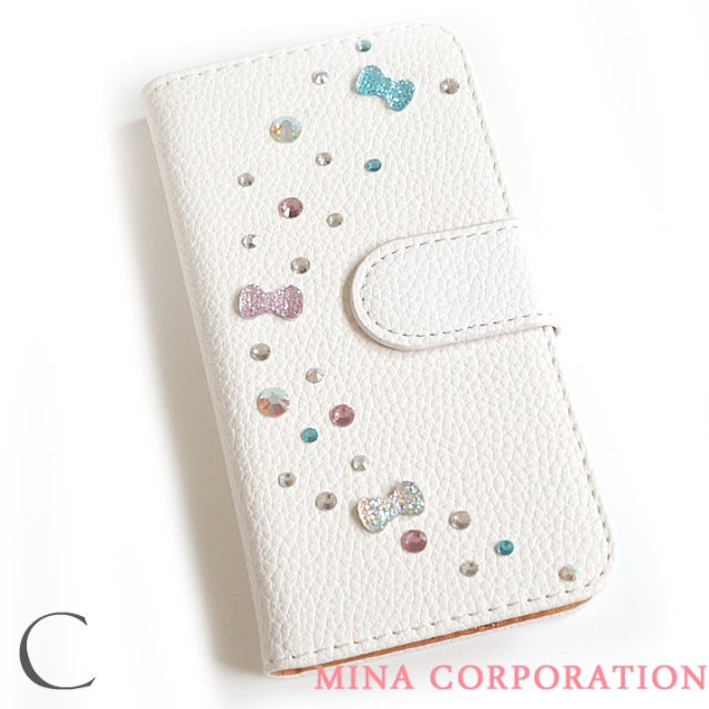 スマホケース 手帳型 カバー 手帳型ケース リボン りぼん カラフル 