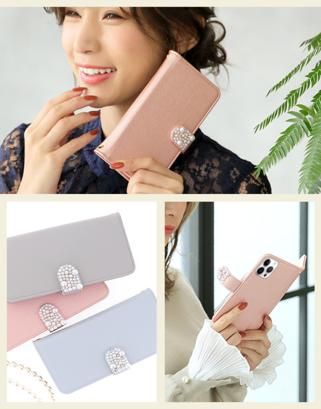 スマホケース 手帳型 カバー 手帳型ケース パール ショコラ パステル スモーキー 淡い 無地