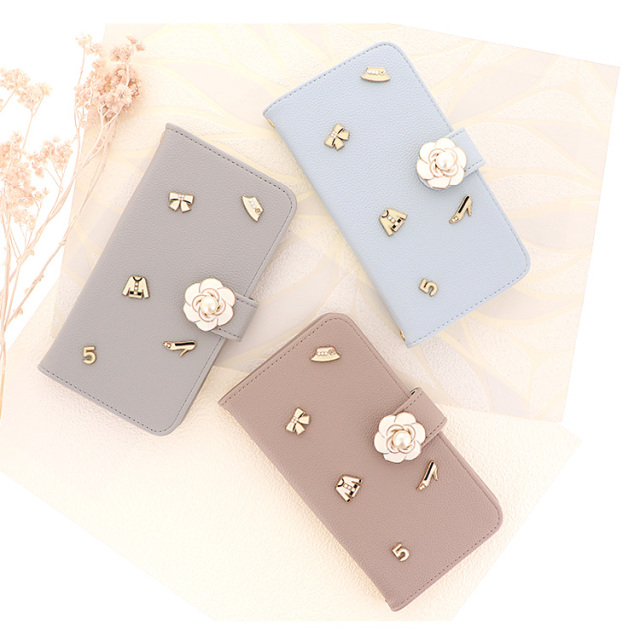 スマホケース 手帳型 カバー 手帳型ケース リボン パール ファッション 花 フラワー