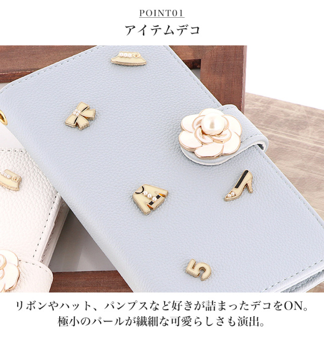 スマホケース 手帳型 カバー 手帳型ケース リボン パール ファッション 花 フラワー