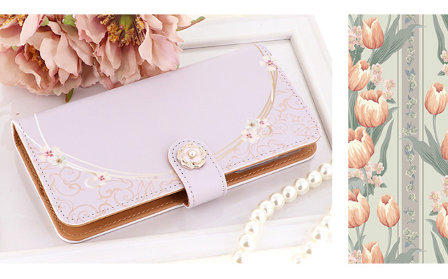 スマホケース 手帳型 カバー 手帳型ケース パール ストーン パステル パステルカラー 花柄 花 フラワー パリ 