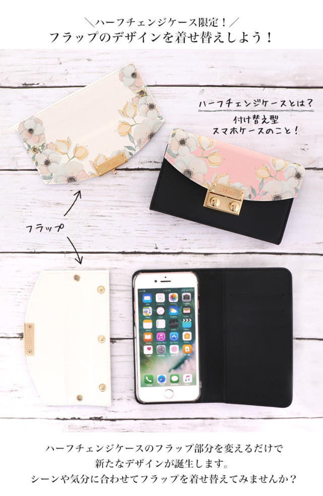 フラップ ハーフチェンジ 全機種対応 ケース スマホ カバー スマホケース