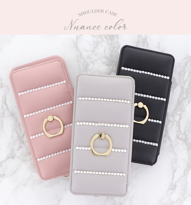 スマホケース ハードケース ハードカバー クリアケース ショルダーケース ショルダータイプ フラッフィー キルティング