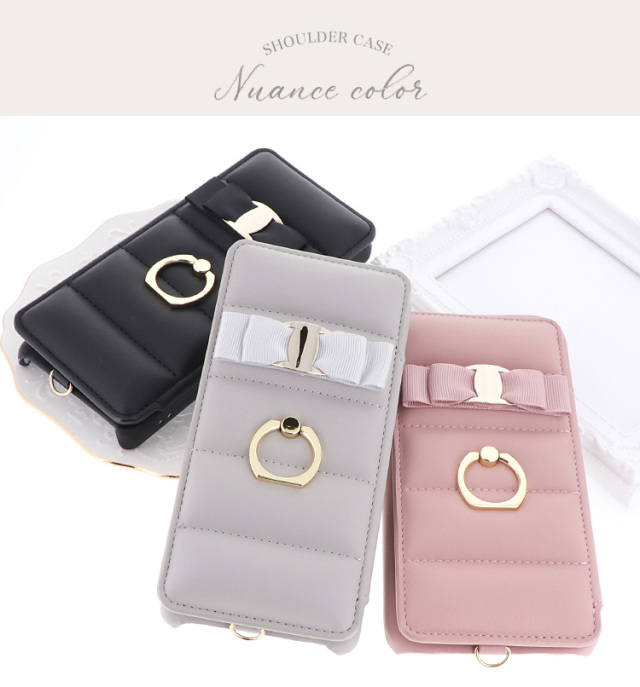 スマホケース ハードケース ハードカバー クリアケース ショルダーケース ショルダータイプ フラッフィー キルティング