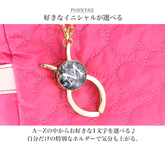 グローブホルダー 手袋 クリップ バッグチャーム ゴルフ イニシャル アルファベット 貝殻 シェル