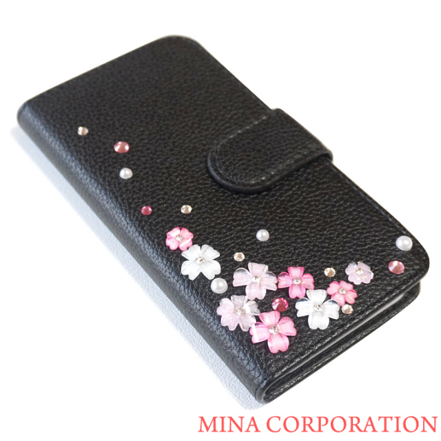 スマホケース 手帳型 カバー 手帳型ケース フラワー 花 パール フェミニン