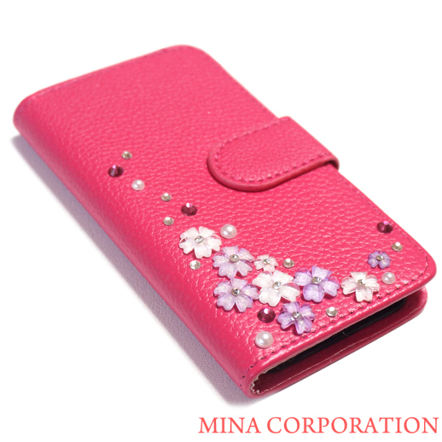 スマホケース 手帳型 カバー 手帳型ケース フラワー 花 パール フェミニン