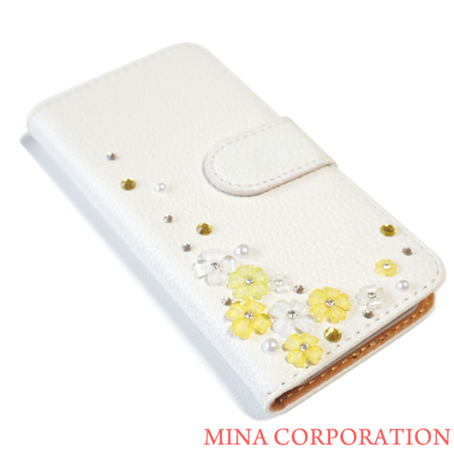 スマホケース 手帳型 カバー 手帳型ケース フラワー 花 パール フェミニン