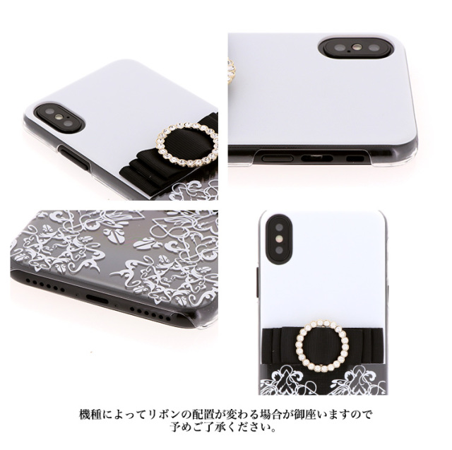 クリア ブラック ホワイト 花柄 リボン 全機種対応 スマホケース ハードケース ハードカバー クリアケース
