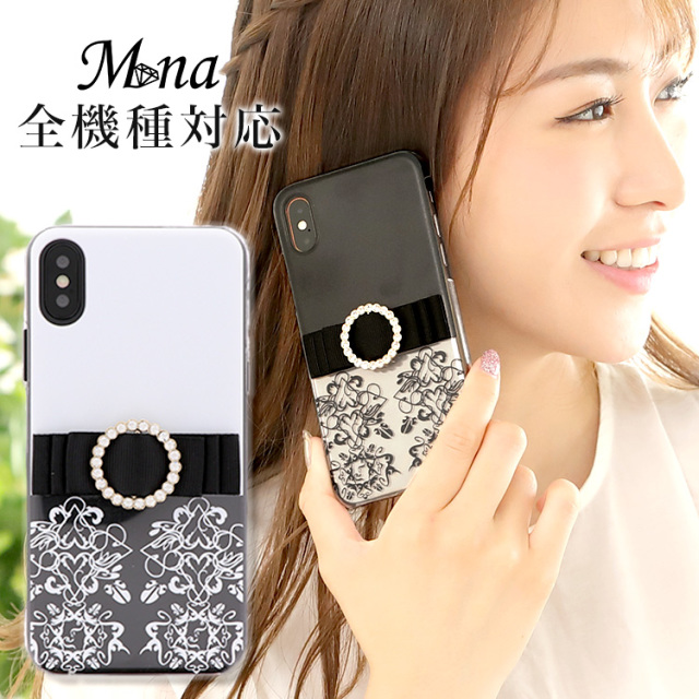 クリア ブラック ホワイト 花柄 リボン 全機種対応 スマホケース ハードケース ハードカバー クリアケース