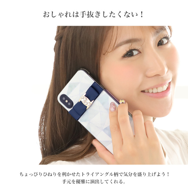 大理石 リボン 全機種対応 スマホケース ハードケース ハードカバー クリアケース