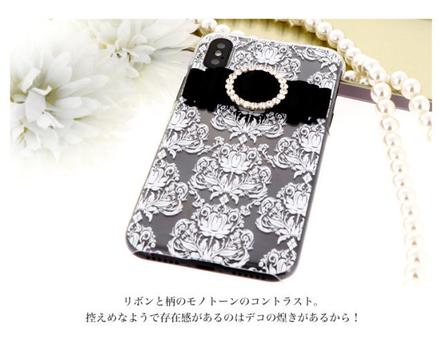 花柄 リボン全機種対応 スマホケース ハードケース ハードカバー クリアケース