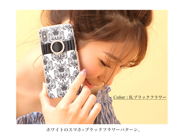 花柄 リボン全機種対応 スマホケース ハードケース ハードカバー クリアケース
