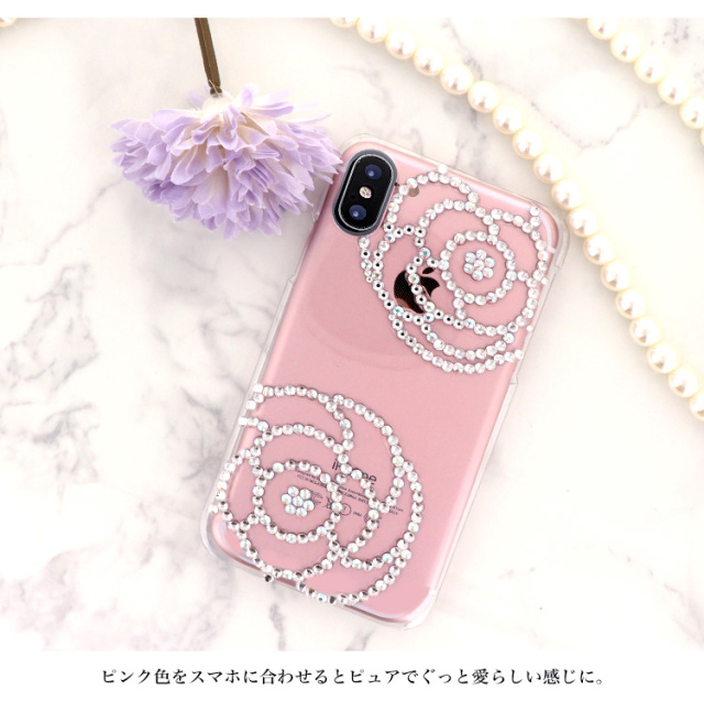 花柄 カメリア 全機種対応 スマホケース ハードケース ハードカバー クリアケース