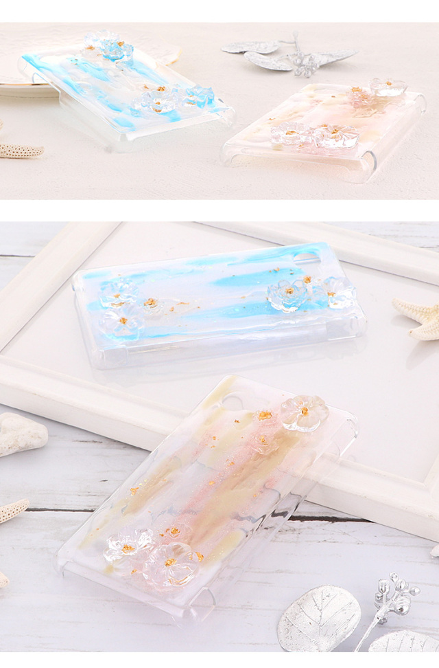 スマホケース ハードケース ハードカバー クリアケース 波模様 海 夏 ラメ キラキラ 金箔