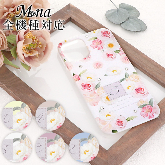スマホケース ハードケース ハードカバー クリアケース 花柄 フラワー バラ 薔薇 クリスタル クリスタルデコ くすみカラー