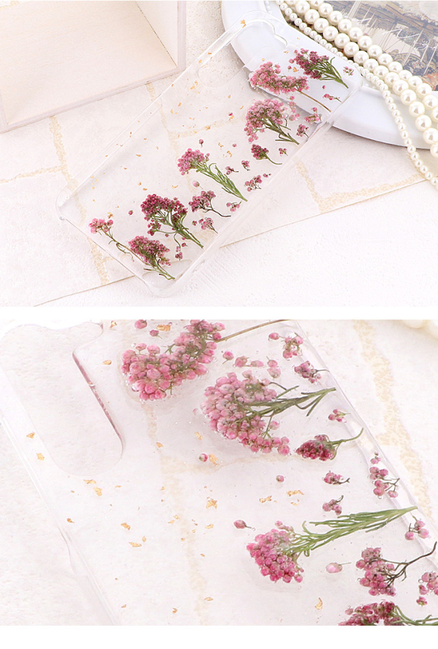 スマホケース ハードケース ハードカバー クリアケース  金箔 花 フラワー flower 押し花