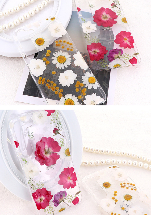 スマホケース ハードケース ハードカバー クリアケース 押し花 マーガレット ミモザ
