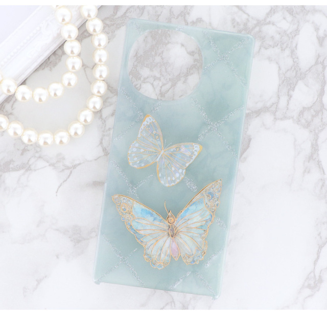 スマホケース ハードケース ハードカバー クリアケース 蝶 キラキラ ラメ ホログラム