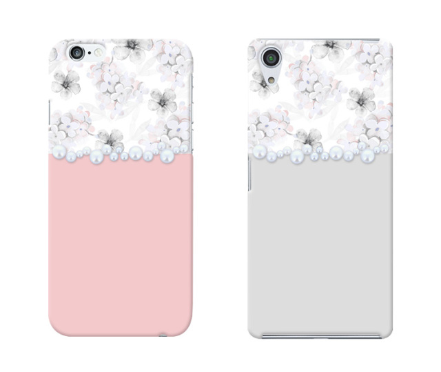 スマホケース ハードケース ハードカバー クリアケース 花柄 パステルカラー ダスティカラー パール
