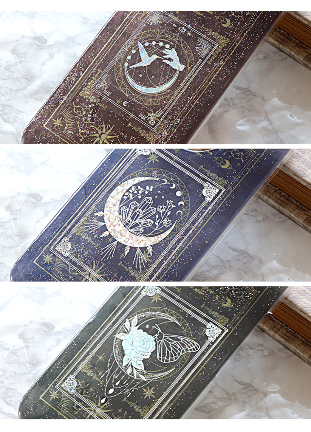 スマホケース ハードケース ハードカバー クリアケース 洋書 天体 星 月 幻想的 アンティーク