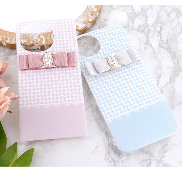 スマホケース ハードケース ハードカバー クリアケース リボン パール ストーン キラキラ 千鳥格子