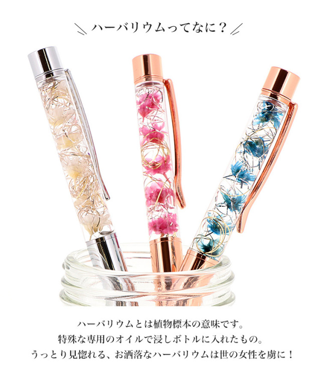 プリン　ハーバリウムボールペン 10colors ハーバリウムボールペン（替え芯2本付） – hikka