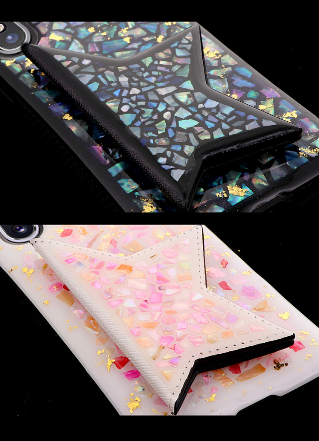 スマホケース 星型ミラーケース スマホスタンド シェル 貝殻