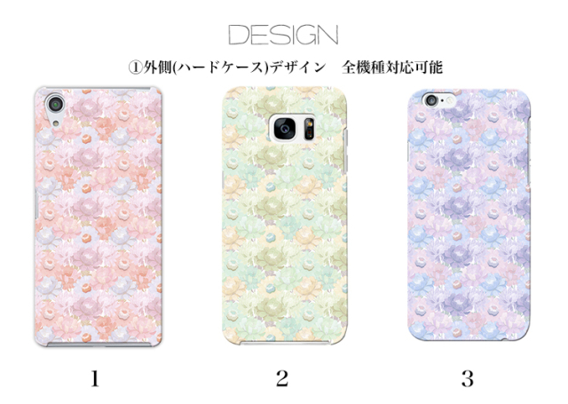 スマホケース カンガルーポケット スマホスタンド 花柄 フラワー イニシャル クリスタル