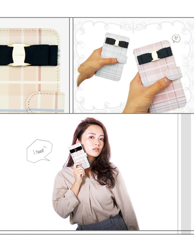 スマホケース 手帳型 カバー 手帳型ケース マドラスチェック柄 マドラスチェック チェック柄  リボン りぼん